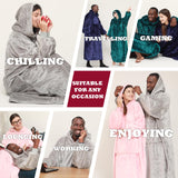 1 x RAW Customer Returns Daverose hoodie blanket with sleeves and hood for women, blanket hoodie for women, extra long, super soft and warm flannel cuddly blanket with sleeves, oversized blanket hoodie as gifts for men and women - RRP €30.24