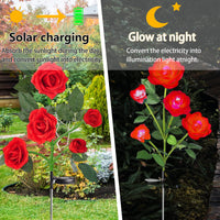 1 x RAW Customer Returns Solar lamps for outdoor garden decoration, 2 pieces XVZ waterproof solar lights for outdoor decoration, with 5 LED rose lights, decoration for garden, lawn, terrace, field, path red  - RRP €23.98