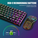 1 x RAW Customer Returns RedThunder K84 Wireless Gaming Keyboard and Mouse Set, QWERTZ DE Layout, Rechargeable Compact, Ultralight - with Honeycomb Construction for PC MAC PS5 Xbox Gamers - RRP €65.53