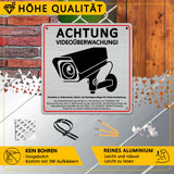 1 x RAW Customer Returns Pack of 2 signs video surveillance private property with GDPR notice, 15 x 15 cm aluminum information sign video surveillance, with self-adhesive and 4 drill holes, signs camera surveillance, warning sign - RRP €7.04