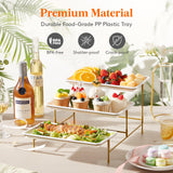 1 x RAW Customer Returns Lifewit 3 Tier Party Supplies Serving Tray, 30x17cm Serving Platter for Serving Food, White Reusable Trays with Gold Fruit Bowl for Vegetables, Fruits, Cookies, Desserts - RRP €25.2