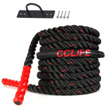 1 x RAW Customer Returns CCLIFE Battle Ropes Battle Rope 9m 12m 15m 38mm Fitness Sport Rope Training Rope Fitness Rope Sports Rope Battle Rope for Gym Muscle Building, Size 9m with red protective cover and holder - RRP €55.02