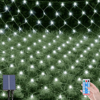 1 x RAW Customer Returns OPAHUTER 96 LEDs solar light net outdoor, 1.5 x 1.5 m waterproof fairy lights net, remote control fairy lights curtain with 8 modes, solar light net for Christmas, wedding, window bushes - RRP €18.14