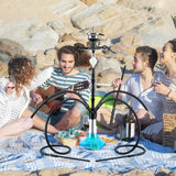 1 x RAW Customer Returns NOBLE HOOKAH HOOKAH 100cm 4 connections aluminum shisha set with LED light, 4 hoses, glass base, molasses catcher - RRP €115.96