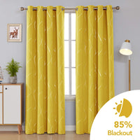 1 x RAW Customer Returns Deconovo opaque curtains thermal against cold thermal curtain heat protection thick cold protection, blackout curtains with eyelets,  for the living room, 229 x 117 cm height x width , mustard yellow, set of 2 - RRP €37.49