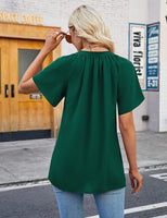 1 x RAW Customer Returns Beluring Women s Short Sleeve Summer Sexy V-Neck Basic T-Shirt Dark Green XXL - RRP €24.0