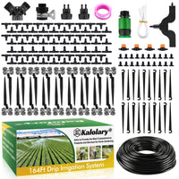 1 x RAW Customer Returns 164 Feet Drip Irrigation Kit, Kalolary Garden Irrigation System Adjustable Emitters and Misting Nozzles DIY System 4 7 Micro Watering Equipment Lawn Plants Greenhouse 1 4  - RRP €31.99