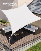 1 x RAW Customer Returns SONGMICS sun sail 3 x 4 m, waterproof with a water column of 665 mm, sun protection made of tear-resistant polyester, UV protection 93 , terrace, garden, balcony, rectangular, 2 m ropes, white GSH34IVV1 - RRP €29.23