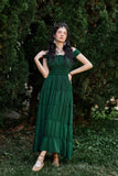 1 x RAW Customer Returns Steampunk Viking Dress Women High Waist Tiered Swing Long Witch Costume Dark Green XL - RRP €56.08