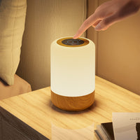 1 x RAW Customer Returns G rvitor LED Bedside Lamp Touch Dimmable, Table Lamp Battery Operated 8 Colors and 3 Modes, Wood Grain Night Light Battery USB Charging with Timing Function for Bedroom Living Room - RRP €19.91