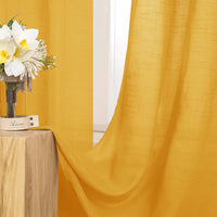 1 x RAW Customer Returns MIULEE Set of 2 Voile Curtains Sheer Linen Curtain with Eyelets Transparent Linen Look Curtain Eyelet Curtain Living Room Window Curtain Translucent Decorative Curtain Bedroom 140 x 245 cm W x H Yellow - RRP €32.59