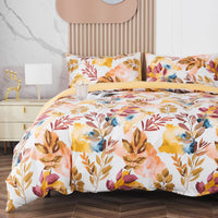 1 x RAW Customer Returns Jemiipee bedding set 100 microfiber with autumn branches and leaves pattern, 1 x duvet cover 220x240 cm with 2 x pillowcases 50x70 cm and zipper, multicolored soft bed linen modern, mustard yellow - RRP €39.99