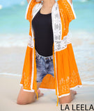 1 x Brand New LA LEELA Women s Beach Kimono Cover Up Summer Ruffle Casual Mandarin, Solid L-XL - RRP €24.0