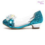 1 x RAW Customer Returns ELSA ANNA Princess Shoes for Girls - 3cm Heel Shoes - Glitter Elsa Costume Shoes for Parties and Birthdays - High Heels for Kids BLUE14  - RRP €26.71