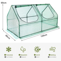 1 x RAW Customer Returns Yorbay foil greenhouse cold frame greenhouse for tomatoes vegetable plants, with UV-resistant mesh film and window for garden for cultivation, pitched roof, low, green, 120 x 60 x 60cm LxWxH  - RRP €34.27