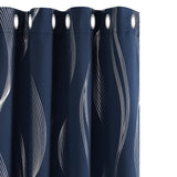 1 x RAW Customer Returns Deconovo Opaque Thermal Curtain Cold Protection Thermal Curtain Thermal Curtain Heat Protection, Blackout Curtain with Pattern, Silver Curve Curtain, 229 x 117 cm Height x Width , Dark Blue, Set of 2 - RRP €39.56