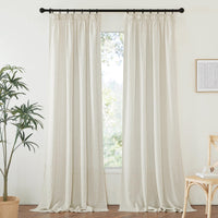 1 x RAW Customer Returns PONY DANCE Boho Curtains Linen Over Curtains Living Room with Ruffle Tape Set of 2 H 245 x W 140 cm Linen Look Curtains Semi-Transparent Linen Curtains for Living Room Linen Curtain Ruffle Tape, Angora - RRP €37.26