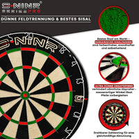 1 x RAW Customer Returns NINR Dartboard -Professional Set- IMPORTANT Best sisal from Kenya 15 larger fields I 6 darts included in the set I Steeldartboard Series Pro with checkout card I Durable tournament dartboard - RRP €32.23