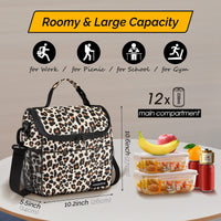 1 x RAW Customer Returns HOMESPON Cooler Bag Small Foldable Insulated Lunch Bag Picnic Bag Thermal Bag for Women Adults Lunch Box Container with Shoulder Strap Front Pocket for Work Picnic Leopard Print  - RRP €20.99