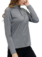 1 x RAW Customer Returns AjezMax Thermal Sports Jacket for Women Women s Running Sports T-Shirt Long Sleeve 1 4 Zip Tops Dark Gray Small - RRP €24.0