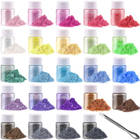 1 x RAW Customer Returns Tahbarshi Mica Powder 24 Colors x 10g, Natural Pigment Powder for Epoxy Resin, Candle Making, Soap Making, Bath Bomb, Makeup, Nail Art, Painting, Wax Melts, Slime - RRP €17.14