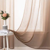 1 x RAW Customer Returns MIULEE Curtains Transparent Curtains Color Gradient Linen Sheer Set of 2 Voile Curtain with Eyelets Decorative Window Curtain for Bedroom and Living Room 245 x 140 cm H x W White Coffee - RRP €27.24