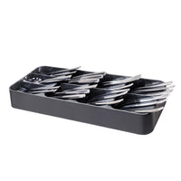 1 x RAW Customer Returns BOAA Fresh cutlery organizer for the kitchen drawer, 9 compartments for 48 cutlery items, cutlery tray, kitchen organization system, kitchen drawer organizer, kitchen storage 9 compartments anthracite  - RRP €22.89