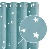 1 x RAW Customer Returns Deconovo Curtains Opaque, Opaque Curtain with Eyelets Noise Protection, Blackout Curtains with Star Pattern, 290x140 cm Height x Width , Sky Blue, Set of 2 - RRP €39.08