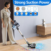 1 x RAW Customer Returns EICOBOT Cordless Vacuum Cleaner, Cordless Vacuum Cleaner 20000Pa Strong Suction Power, 35 Minutes Running Time, 1.5L Dust Container, 6-in-1 Cordless Vacuum Cleaner for Pet Hair Hard Floors Carpet, Sky Blue - RRP €79.67