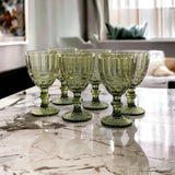 1 x RAW Customer Returns Vintage Set of 6 Colored Embossed Wine Glasses Bow Green 250ml , Drinking Glasses, Wedding Glasses, Champagne Glasses, Carafe, Dessert Bowl, Glass Goblets, Drinking Glass, Glass, Wine Glass, Water Glass - RRP €30.24