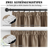 1 x RAW Customer Returns PONY DANCE 100 opaque curtains with ruffle tape, set of 2 thermal curtains, blackout curtains for the living room, short, double-layered blackout curtains, heat-repellent, H 145 x W 140 cm, cappuccino - RRP €39.95