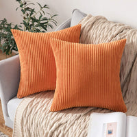 1 x RAW Customer Returns MIULEE Set of 2 Cushion Covers Corduroy Cushion Cover Decorative Pillowcase Sofa Cushion Couch Cushion Throw Pillow Decorative Pillowcase Decorative Cushion Cover with Hidden Zipper 60 x 60 cm Orange - RRP €27.49