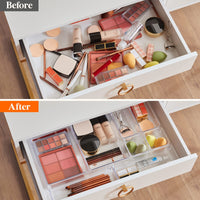 1 x RAW Customer Returns Lifewit 11 Pieces Drawer Organizer Made of Clear Plastic, Desk Drawer Dividers, Trays, Dresser Storage Boxes Separator Box for Makeup, Jewelry and Gadgets, Bedroom, Bathroom, Office - RRP €17.84