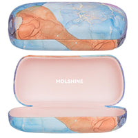 1 x Brand New molshine Hard Shell Sunglasses Case, Classic Large Glasses Case for Sunglasses, Glasses with Cleaning Cloth Blue Marble  - RRP €22.8