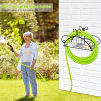 2 x Brand New Garden hose holder freestanding metal water hose stand, removable robust hose hanger with storage basket, garden hose holder for yard lawn black - RRP €52.42