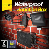 1 x RAW Customer Returns PEBA Junction box waterproof IP68, large distribution box surface-mounted 295x165x115 mm, M25 cable gland 4mm - 14mm, cable distributor waterproof, outdoor garden underground cable junction box black 6 ways - RRP €33.99