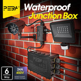 1 x RAW Customer Returns PEBA Junction box waterproof IP68, large distribution box surface-mounted 295x165x115 mm, M25 cable gland 4mm - 14mm, cable distributor waterproof, outdoor garden underground cable junction box black 6 ways - RRP €33.99