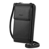 3 x RAW Customer Returns Aeeque wallet with mobile phone compartment for women, mobile phone shoulder bag, faux leather, mobile phone bag for hanging across the body with 14 card slots for traveling strolling - black - RRP €59.76