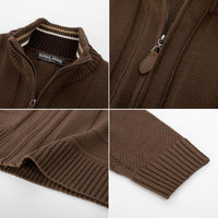 1 x Brand New Men s Casual Warm Sweater with Zipper Cardigan Stand Collar S Brown 482-2 - RRP €24.0