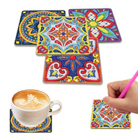 10 x Brand New Diamond Painting Coasters, DIY Drinks Coasters Diamond Painting Sets for Beginners, Adults and Children, 5D Mandala Diamond Art Coasters Craft Supplies 4 Pieces, Without Holder  - RRP €204.0