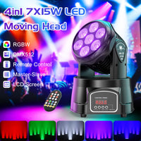 1 x RAW Customer Returns 70W Moving Head Wash Mini Stage Light dmx512 RGBW LED Spot DJ Party Light with Remote Control Suitable for Disco, Bar, Club, Wedding - RRP €80.66