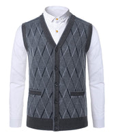 1 x Brand New Oralidera Men s Knitted Vest Cardigan V-Neck Sleeveless Cardigan with Button Placket Autumn Winter Comfort Fit Men s Vest Pullover Cardigans with Pockets, Grey, L - RRP €29.99