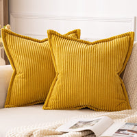 7 x Brand New MIULEE Corduroy Cushion Cover Soft Cushion Cover Decorative Sofa Cushions Square Throw Pillows Modern Decorative Pillowcase Striped Pillowcases for Living Room Bedroom 2 Pieces 45 x 45 cm, Ginger - RRP €126.98