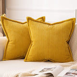 24 x Brand New MIULEE Corduroy Cushion Cover Soft Cushion Cover Decorative Sofa Cushions Square Throw Pillows Modern Decorative Pillowcase Striped Pillowcases for Living Room Bedroom 2 Pieces 45 x 45 cm, Ginger - RRP €435.36