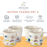 1 x RAW Customer Returns SPOTTED DOG GIFT COMPANY Coffee Mug with Cat Motif, Ceramic Cup Set, Cute Coffee Cups, Cat Kitchen Accessories, Gifts for Cat Lovers Cat Moms, 4 x 380ml - RRP €27.22