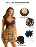 1 x RAW Customer Returns comeondear Nightdress for Women Lace Nightwear V-Neck Babydoll Elegant Lingerie Sleepwear with G-String Thong Lingerie Set Large Sizes Lingerie Leopard 3XL-4XL 48-50 - RRP €19.99