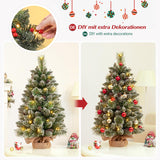 1 x RAW Customer Returns Yorbay Mini Christmas Tree with LED Lighting and White Snow, 40cm Fir Tree with Star Tree Topper and Real Pine Cones, for Christmas Decoration, Advent - RRP €27.22