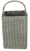 1 x RAW Customer Returns Natural gray and brown stair basket. 100 natural willow. For transport and storage. Suitable for stairs gray square . - RRP €69.95