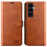 1 x RAW Customer Returns OCASE mobile phone case for Samsung Galaxy S24 5G case premium leather flip folding case shockproof magnetic stand function card slots protective case for Samsung S24 case brown - RRP €21.17