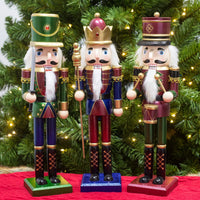 1 x RAW Customer Returns KI Store 30cm Christmas Nutcracker, for Christmas, Wooden Party Decoration, Desktop, Small Gift 38cm, Red Blue and Green  - RRP €49.18